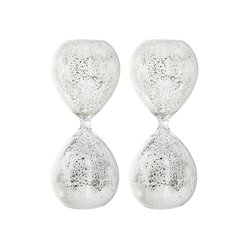 Marcal 30 Minute Silvered Hourglass Set of 2 3.2"Dia. x 8", White/Clear/Silver