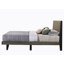 Lit plateforme Alaria en brun et gris patiné, base de lit, lit tapissier