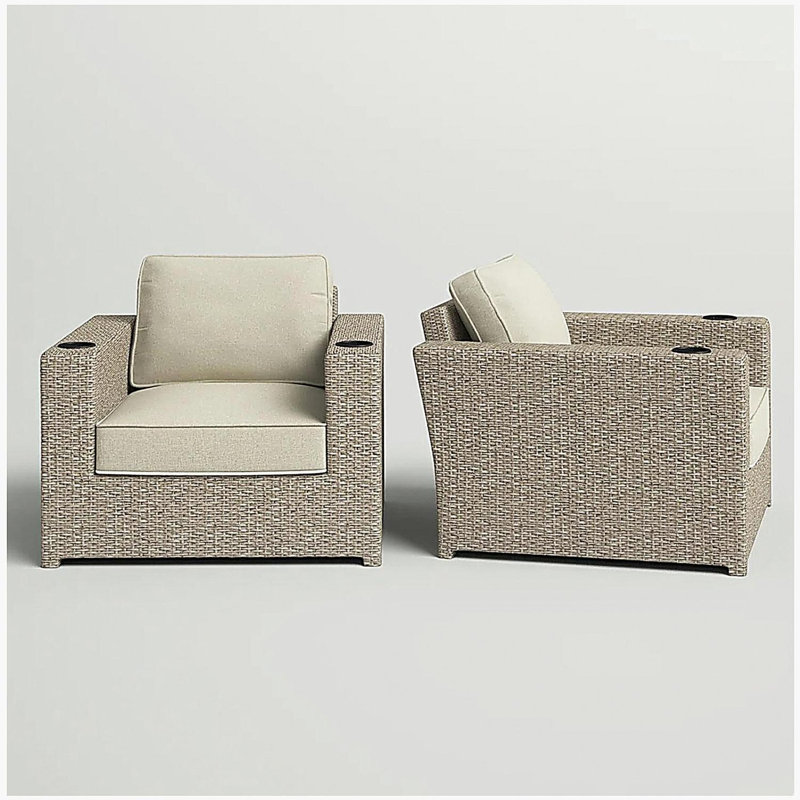 Chaises longues d'extérieur avec coussins entièrement assemblées, ensemble de 2