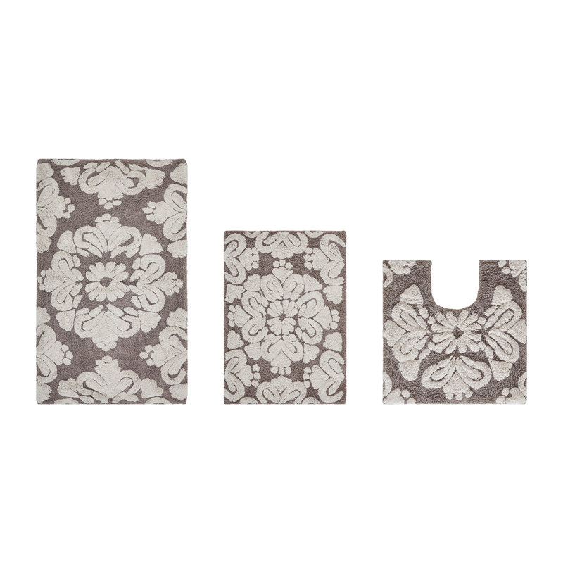 Chemash Premium-Quality 100% Cotton Super Absorbent Machine Washable 3 Piece Bathroom Rug Set, Beige