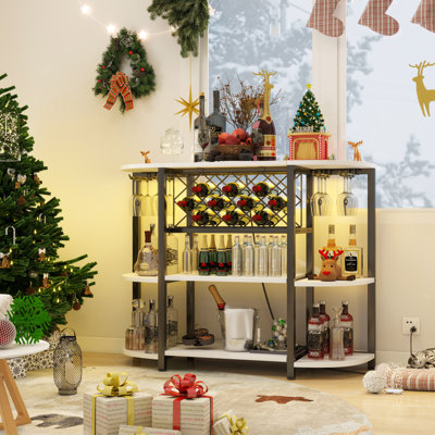 Minjae 47.5" Wine Bottle & Glass Rack, Bar Cabinet with LED Lights by Ebern Designs
