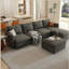 Grand canapé modulaire moderne, canapé modulaire en U avec fonction de rangement, canapé-lit de 123 po avec repose-pieds, méridienne modulaire à 6 places pour le salon, chenille
