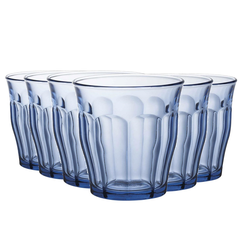 Duralex - Picardie Drinking Glasses - Tumblers for Water, Juice, 310, 6, Blue