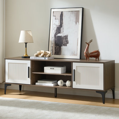 Meuble télé moderne en bois avec rangement et tablettes