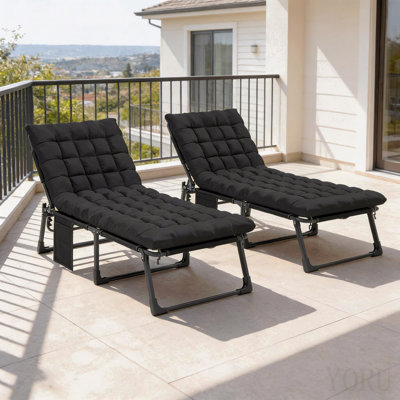Garden Tanning Chair Set Of 2, Folding Chaise Lounge Chair