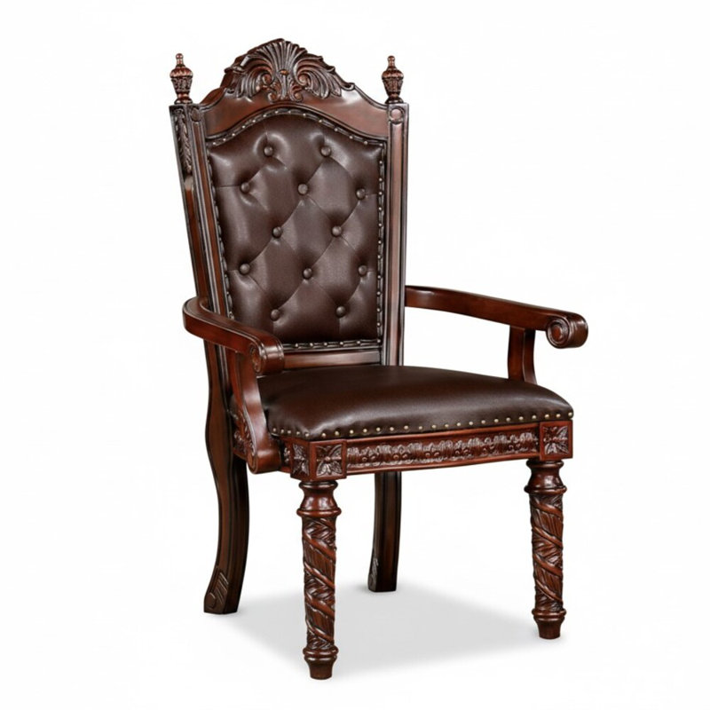Ensemble de 2 chaises avec accoudoirs en similicuir brun Agatha