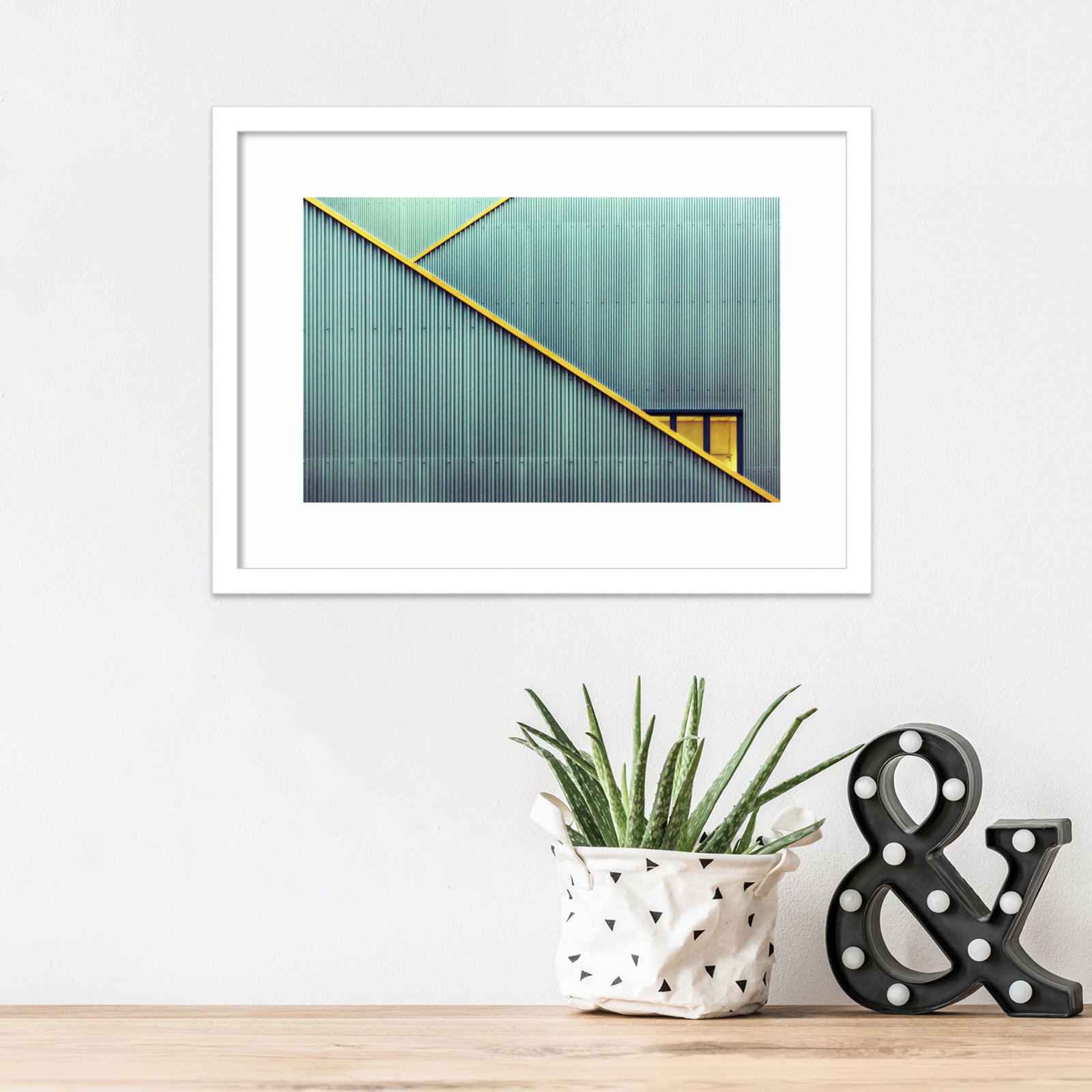 Stairs by Jan Niezen, 18.38" H x 26.38" W x 0.88" D, White Framed Paper