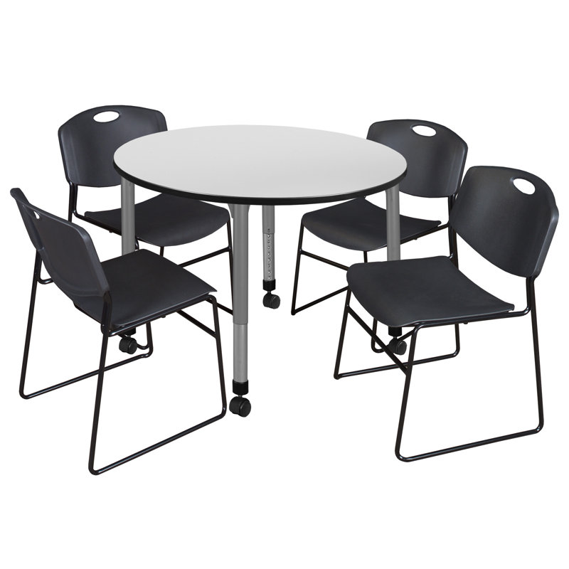 Ensemble de table de salle à manger et de chaises Kee, Blanc, H 34 po x L 99 po x l 42 po