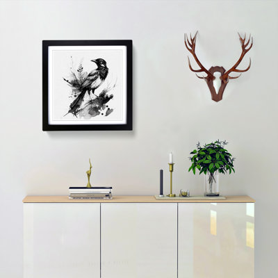 Magpie Ink Wash - Framed Print