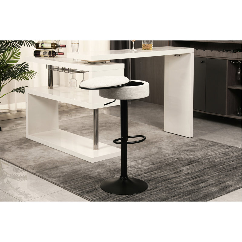 2 tabourets de bar en lin, pivotant à 360 ° et à hauteur réglable avec rangement pour tabouret rond de salle à manger de 2, comptoir de cuisine et