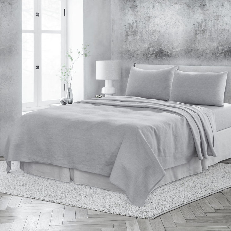 Peachland 100% Linen Flat Sheet, King, Cloud