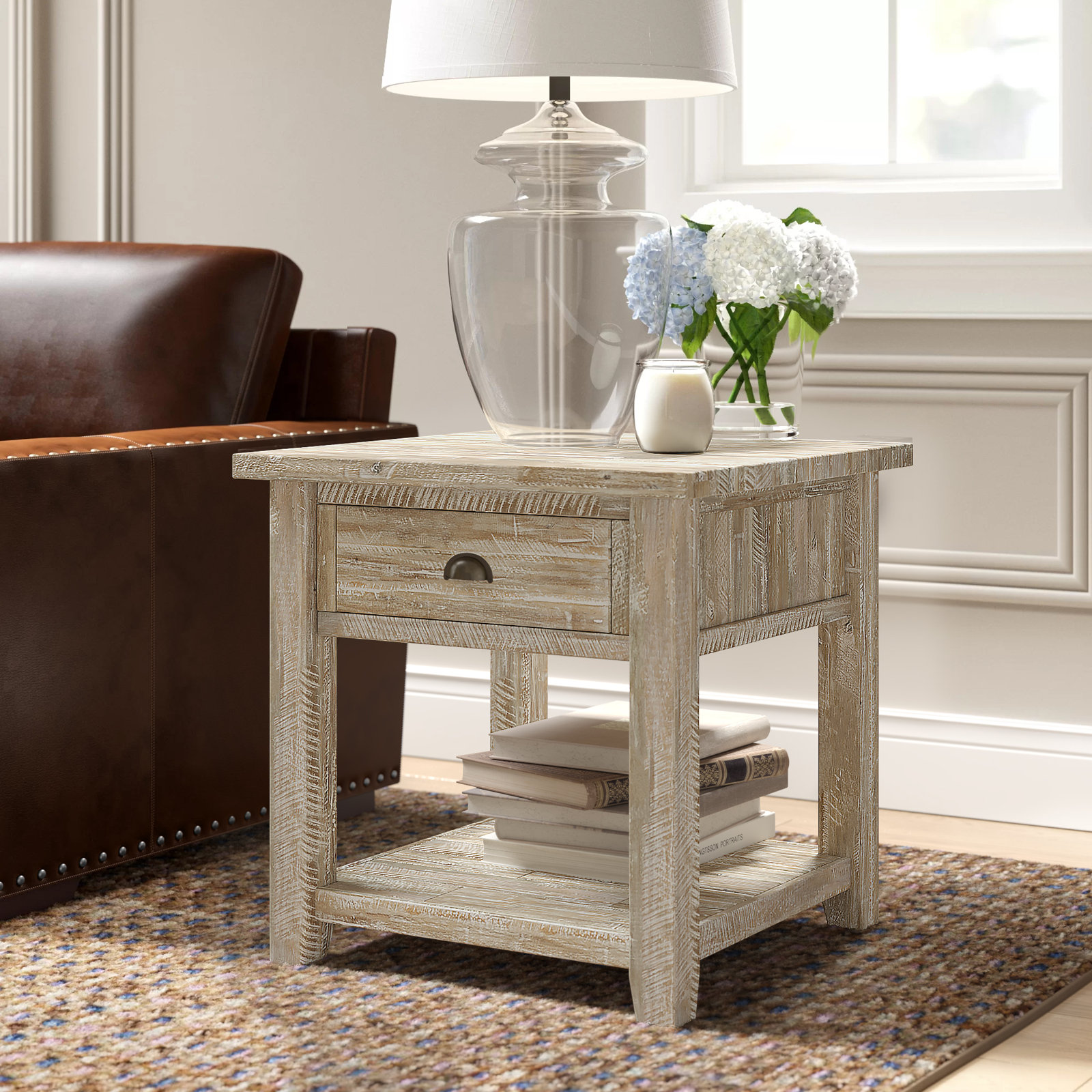 Castile 24" End Table, Washed Gray