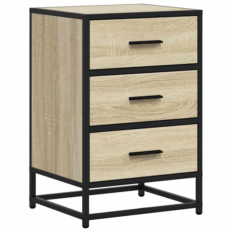 40cm W Metal Bedside Table, Sonoma Oak