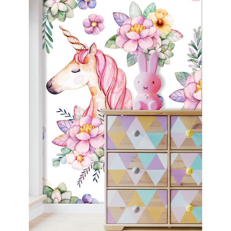 Rouleau de papier peint à peler et coller de 6,25 pi x 75 po licorne