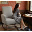 Chaise berçante en bois, fauteuil rembourré