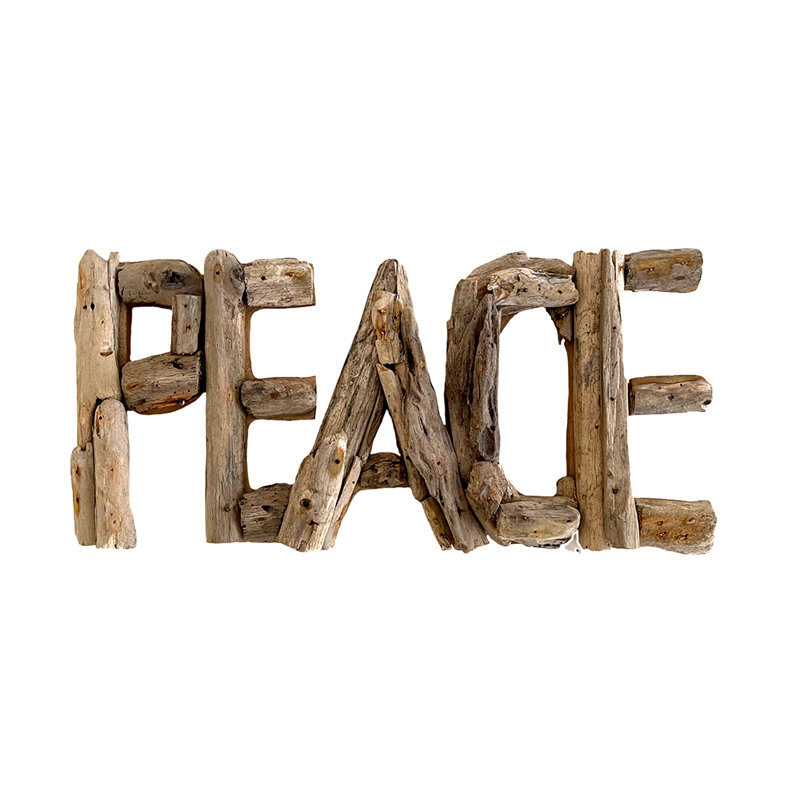 Plaque murale décorative rustique «PEACE» en bois flotté - pièce de plage et bord de mer fabriquée à la main