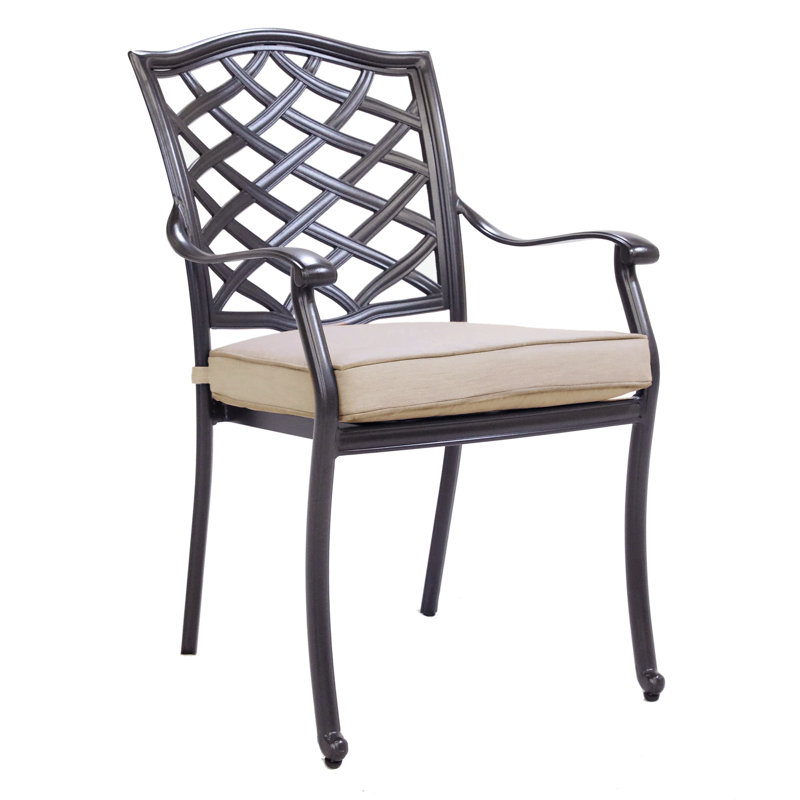 Ensemble de salle à manger rectangulaire en fonte d'aluminium 7 pièces avec 6 fauteuils