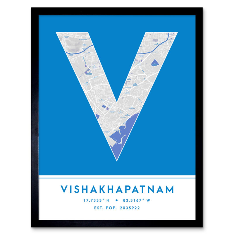 Vishakhapatnam City Map Vishakhapatnam Blue - Single Picture Frame Typography