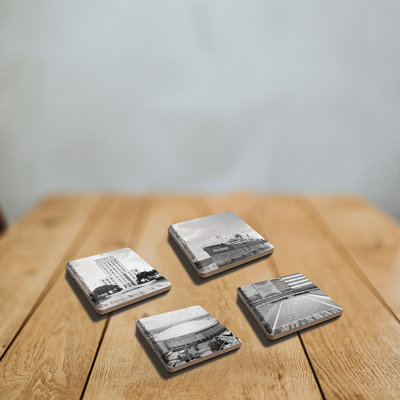 Historic Houston Stoneware Square 4 Piece Coaster Set