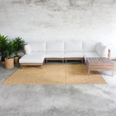 Canapés de patio avec rangement, ensemble moderne 8 pièces en bois d'acacia pour la cour