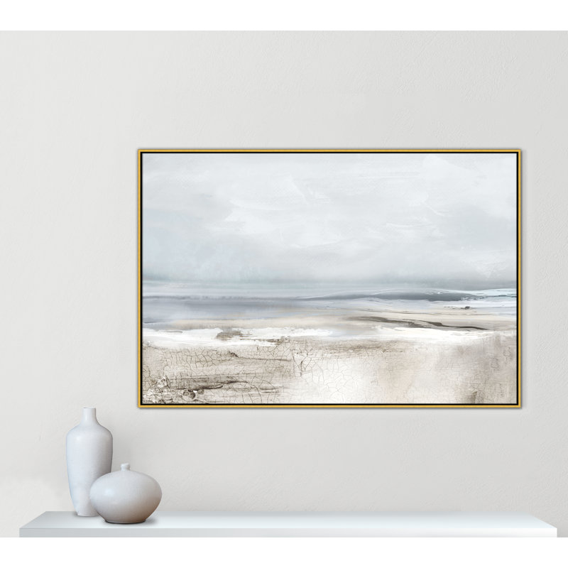 Coucher de soleil sur les reflets - Version paysage par Luna Mavis, H 41,5 po x l 61,5 po, Doré