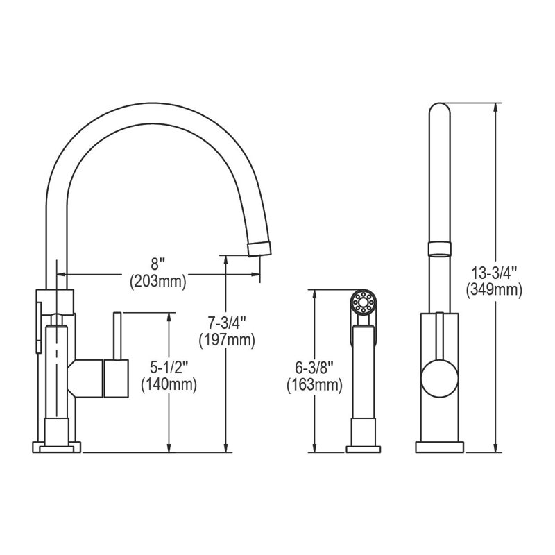 Allure Single Handle Kitchen Faucet with Lever and Side Spray, With Side Spray