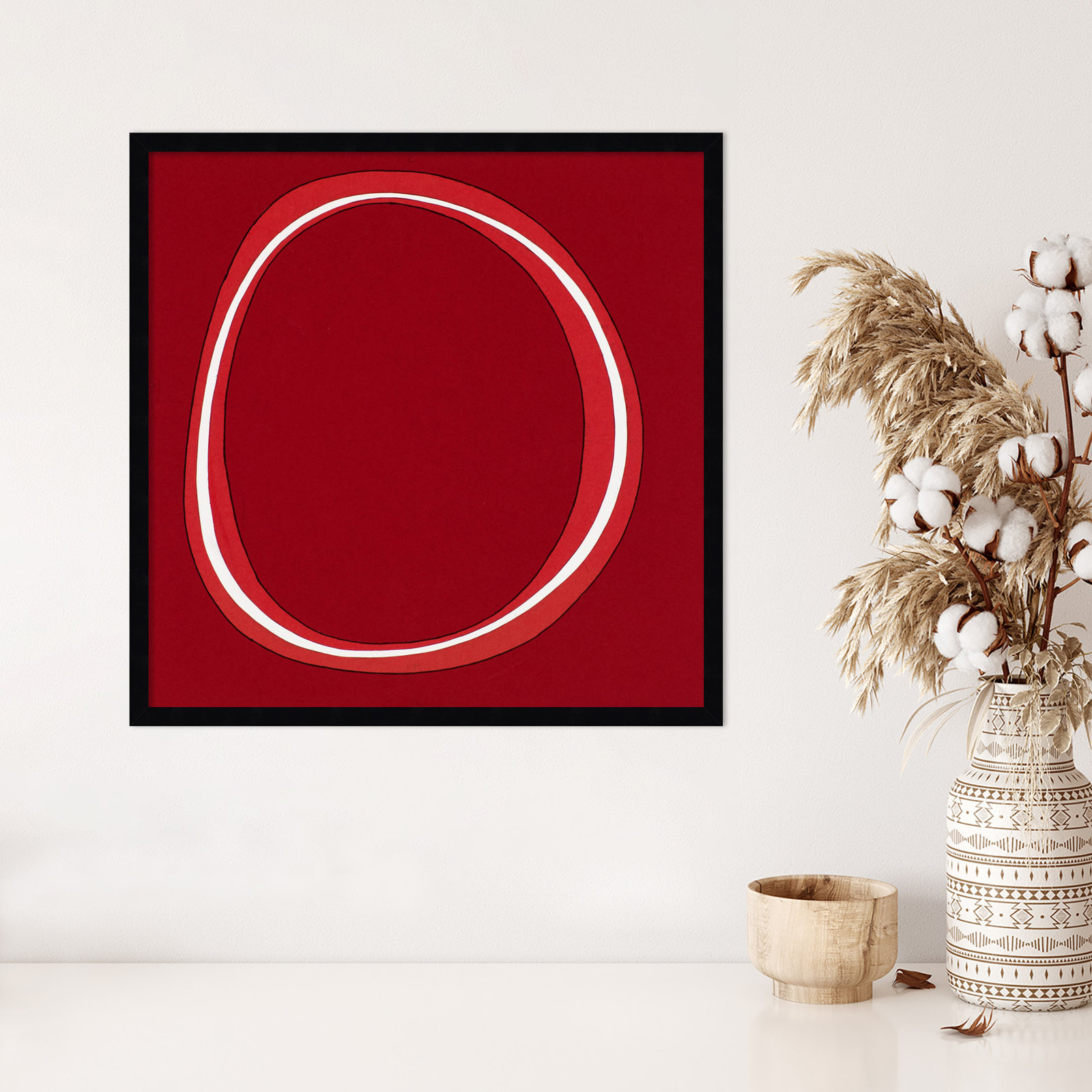 Red Circle Print by Alex Dunn, Black, 25" H x 25" W