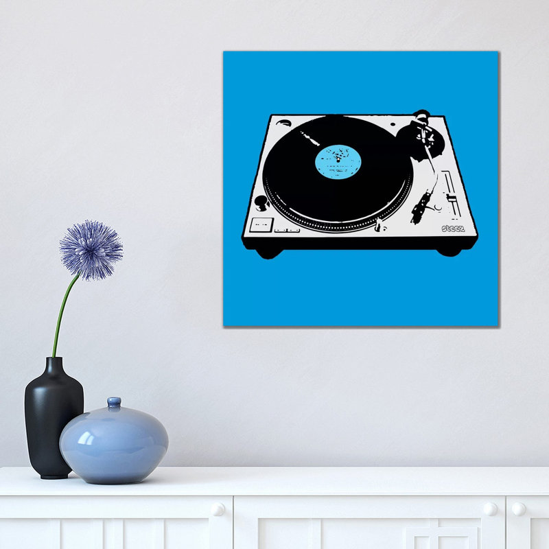Turntable Blue Poster by Steez - Wrapped Canvas Print, 45.72 cm H x 45.72 cm W