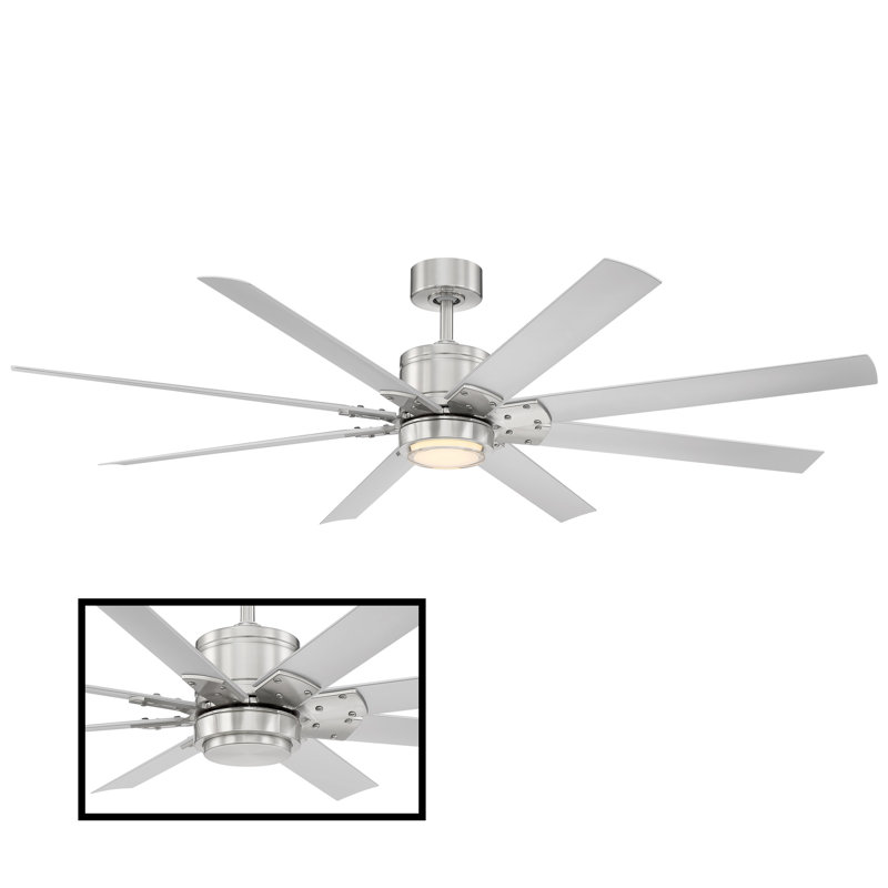 Renegade 8 - Blade Outdoor Integrated LED Smart Standard Ceiling Fan with Remote Control and Light Kit Included, 52", 3500K