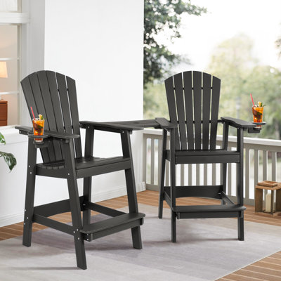 Chaises Adirondack d'extérieur hautes avec plateau de connexion