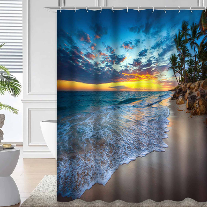 Rideau de douche avec 12 crochets Sunrise Beach, L 72 po x l 84 po