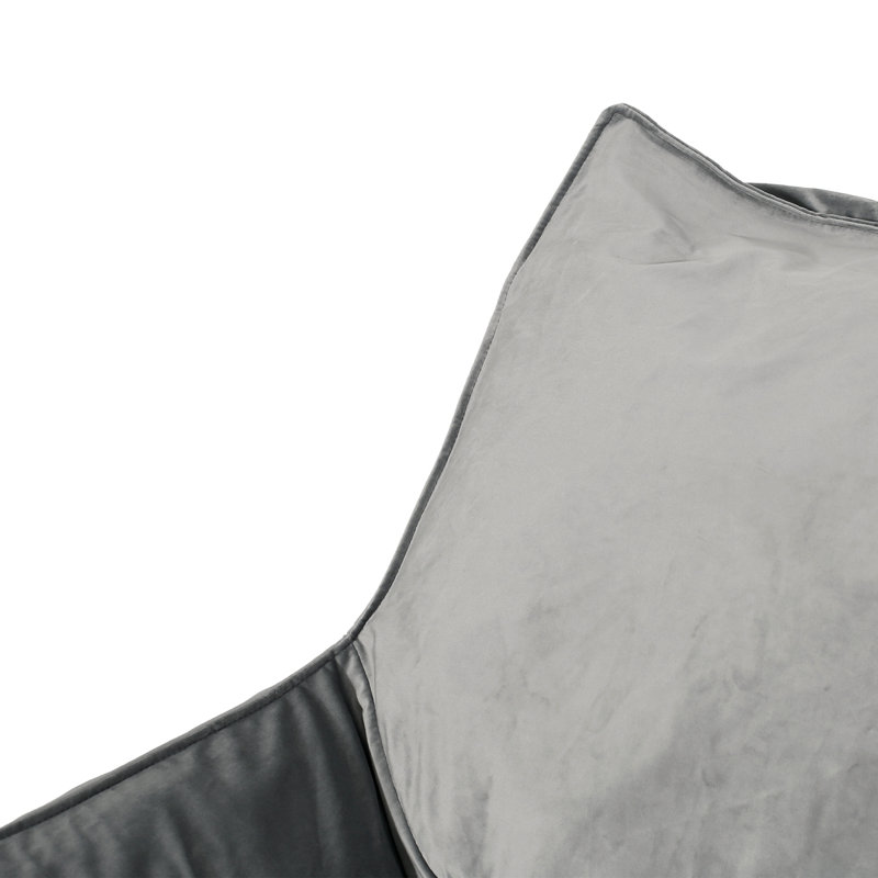 Fauteuil à billes avec accoudoirs, H 43,05 po x l 40,05 po x P 40,05 po, Velours gris velours