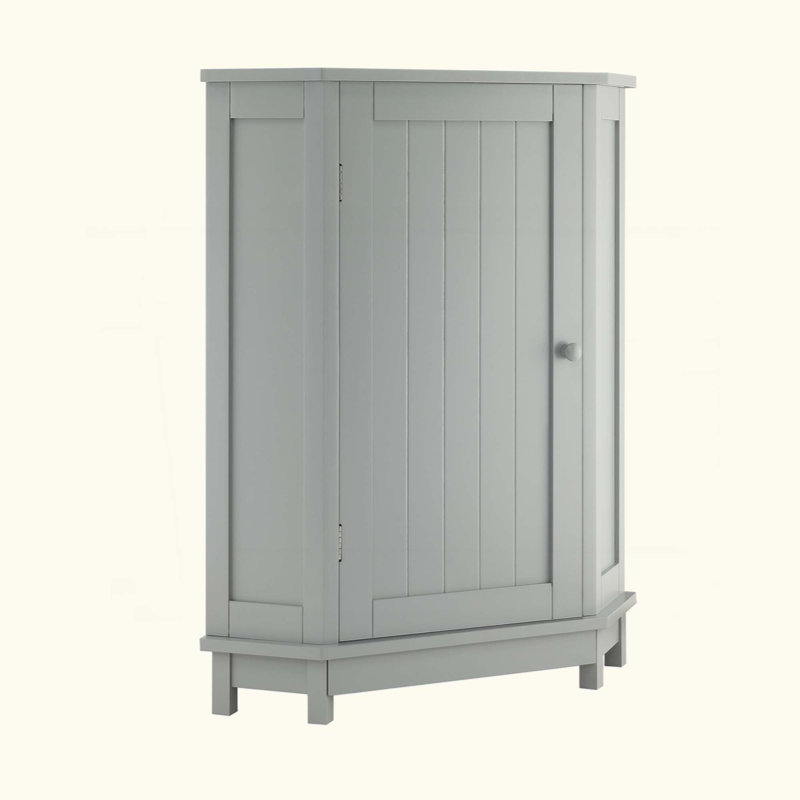 Armoire de salle de bain d'angle avec tablette réglable, Gris