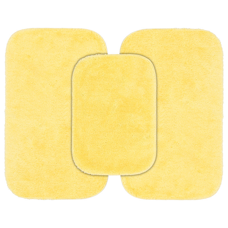 Tapis pour salle de bain en nylon traditionnel avec envers antidérapant Mccluney, Jaune canard en plastique