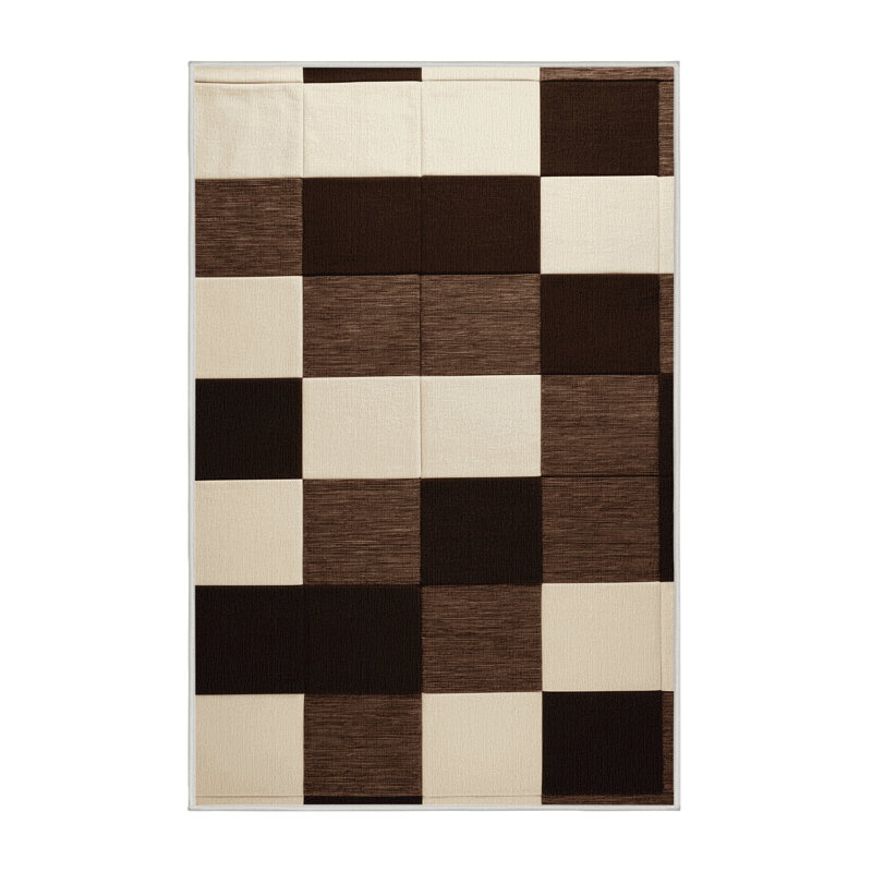 Tapis beige à carreaux lavable à la machine, Tapis de couloir 2 pi x 4 pi