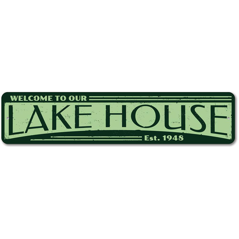 Enseigne en aluminium établie à Lake House, H 4 po x l 18 po x P 0,04 po
