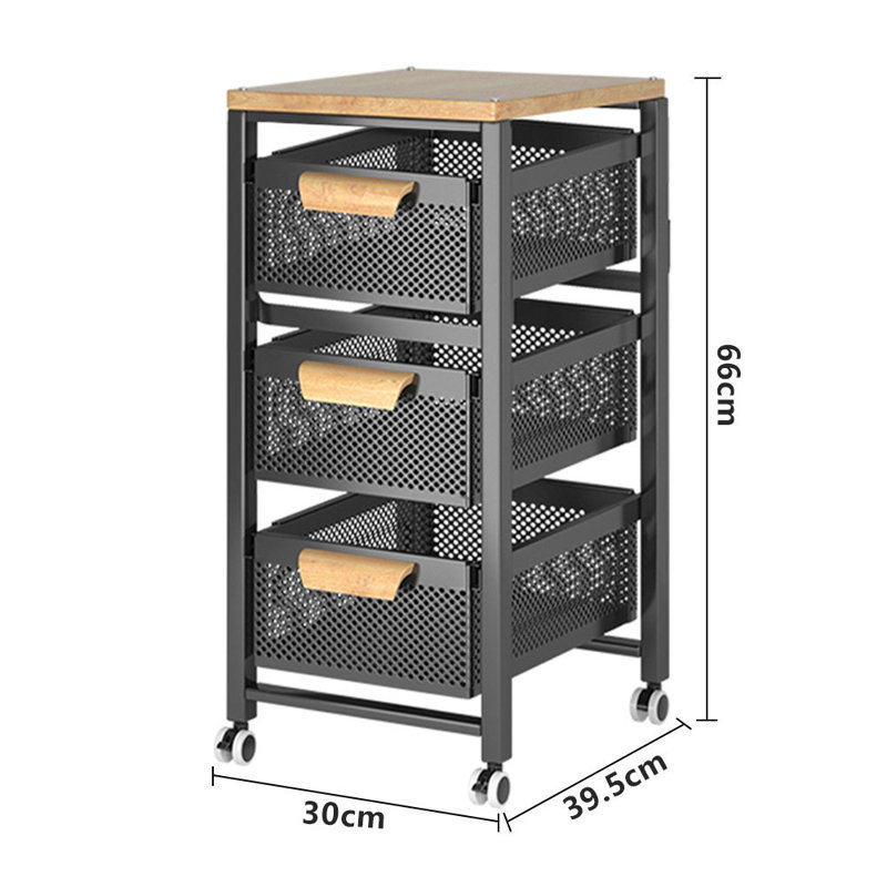3 Drawer Storage Drawer with Locking Wheels