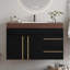 Meuble-lavabo mural 36 po avec lavabo en céramique et comptoir en marbre-834704354
