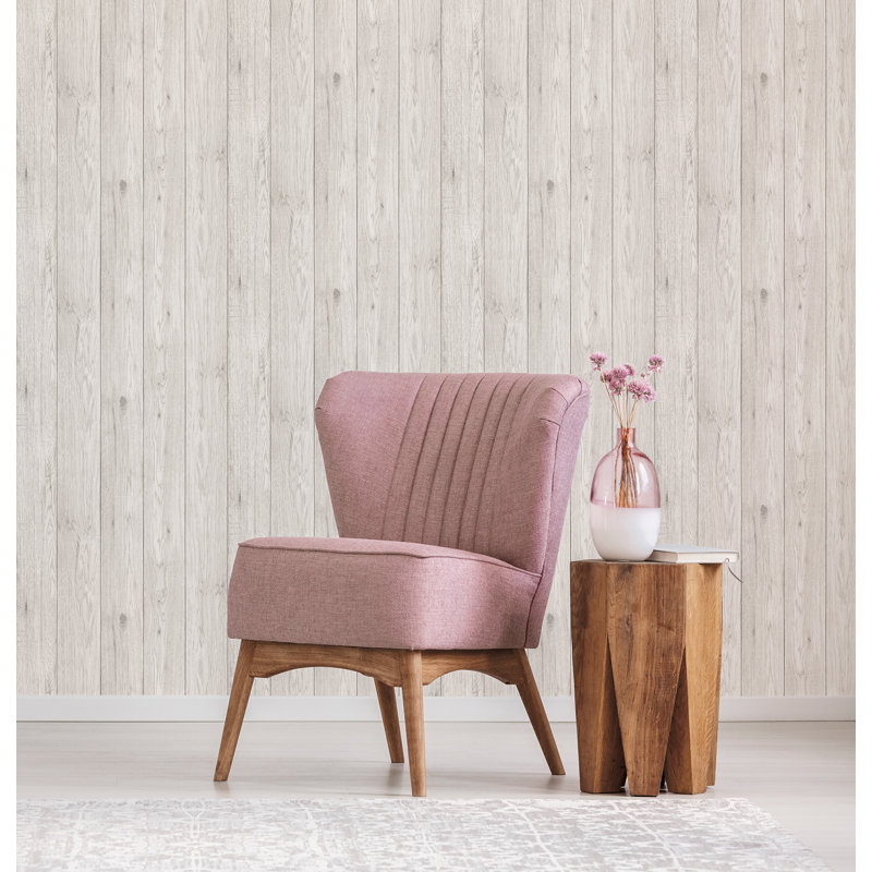 Rouleau de papier peint d'aspect bois L 33 pi x l 20,5 po Houpt, Blanc