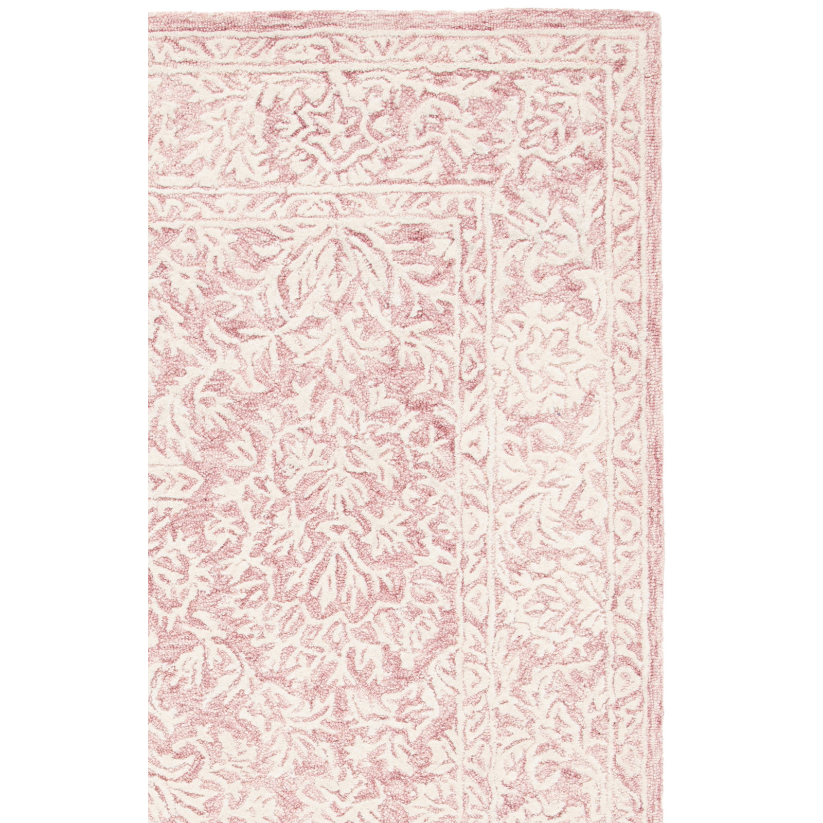 Teasdale Oriental Handmade Tufted Wool Area Rug in Pink/Ivory, Rectangle 8' x 10'
