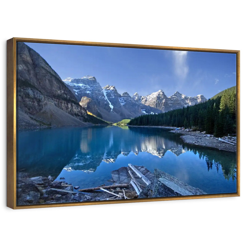 Lac pittoresque de la Moraine, 19 po x 13 po, Cadre flottant doré