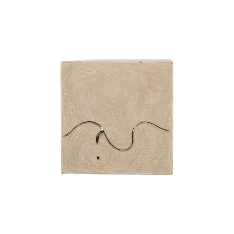 Teak Slice Pedestal, Square, Oat Finish, SM