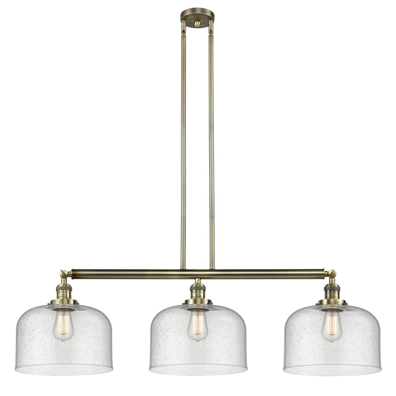 Bell - Luminaire suspendu pour îlot de cuisine 3 lumières 42 " , Nickel satiné brossé, Ampoule non incluse