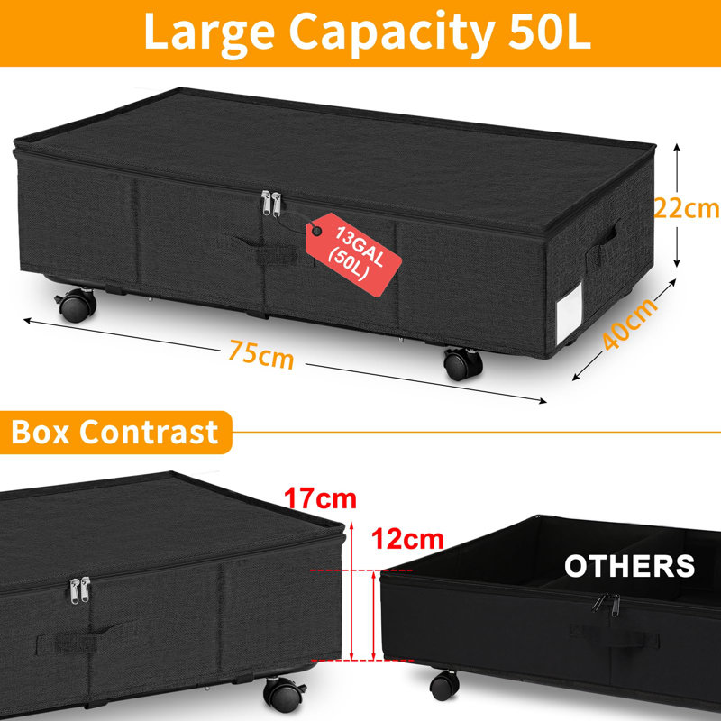 Ebern Designs Underbed Storage, Black