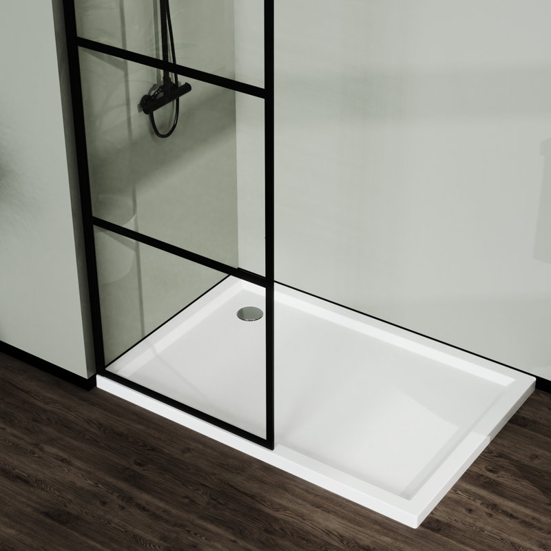 34" Shower Screen Door , Black - Clear Tempered Glass Adjustable Support For Wall Easy Installation Process 0.2" Strong And Assembly