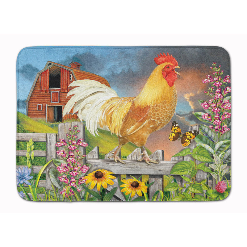 Tapis de bain jaune en mousse à mémoire de forme Coq jaune