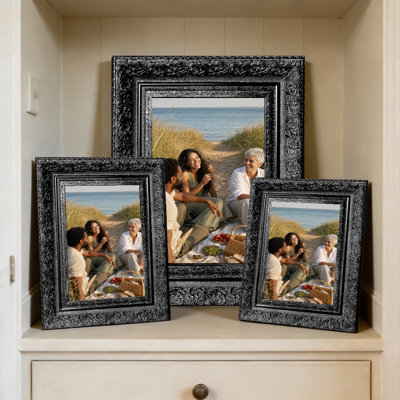 Cadre photo 3 pièces 5 po x 7 po noir raffiné pour présentation de photos de mariage
