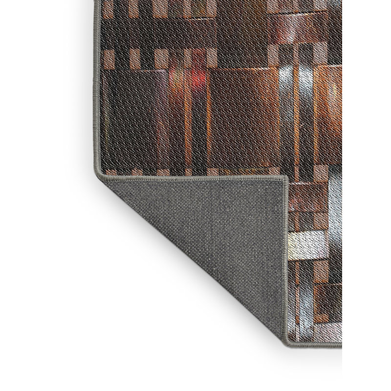 Tapis brun/noir tissé à la machine, Rectangle 4 pi x 6 pi