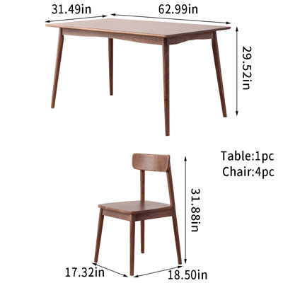 4 - Person Solid Wood Solid Wood Top Four Leg Dining Set