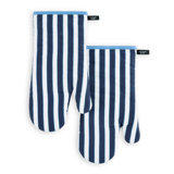 KATE SPADE NEW YORK Botanical Stripe Oven Mitt 2-Pack Set, Heat Resistant, 100% Cotton, French Navy, 7"x13"